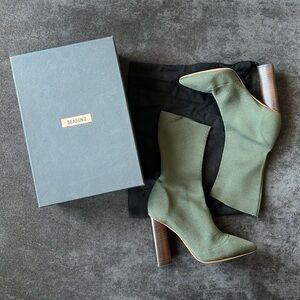 YEEZY Season 2 Knit Sock Ankle Boots - Dark Olive, Size 36